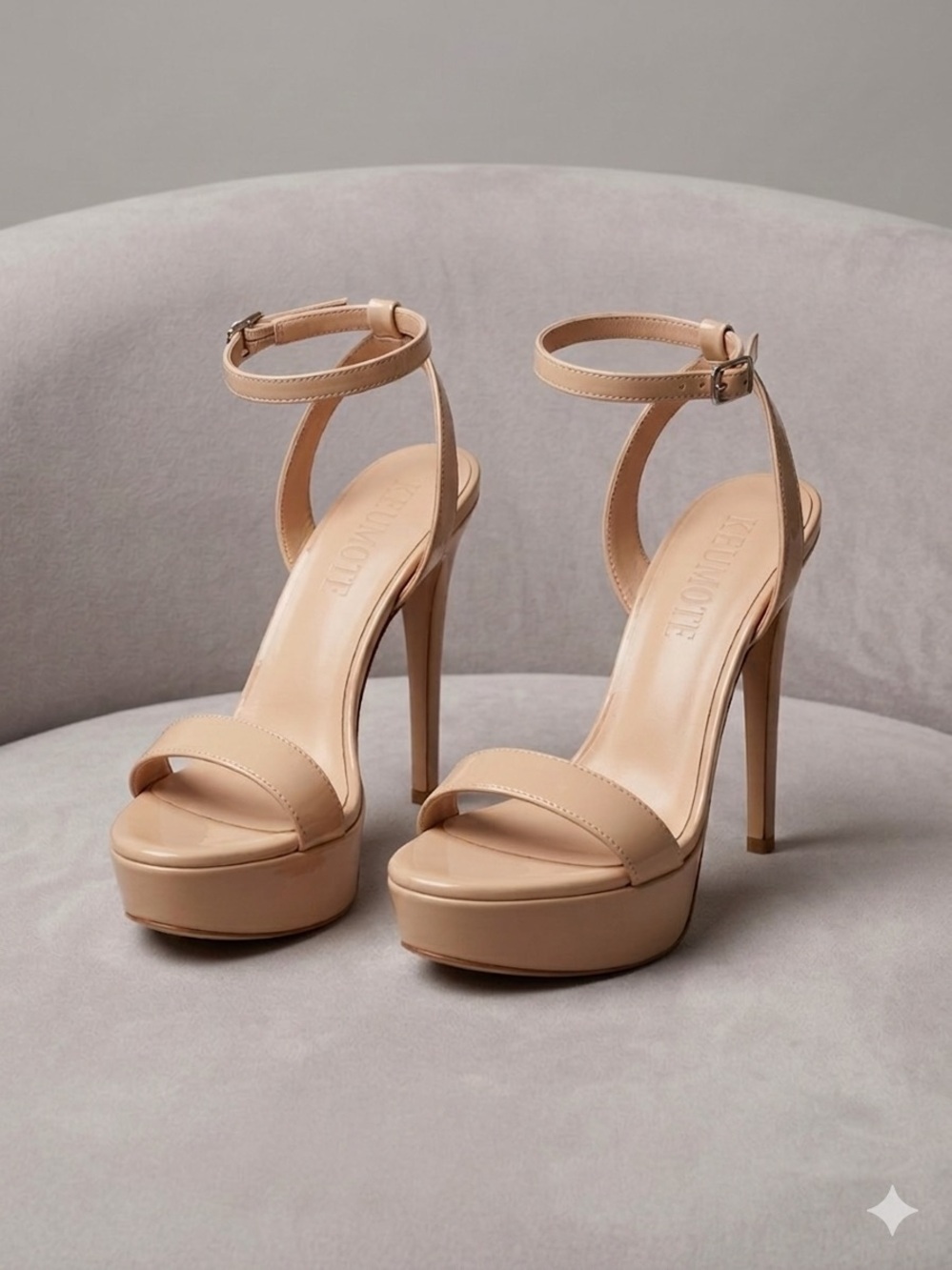 Nude Patent Platform Ankle-Strap Sandal